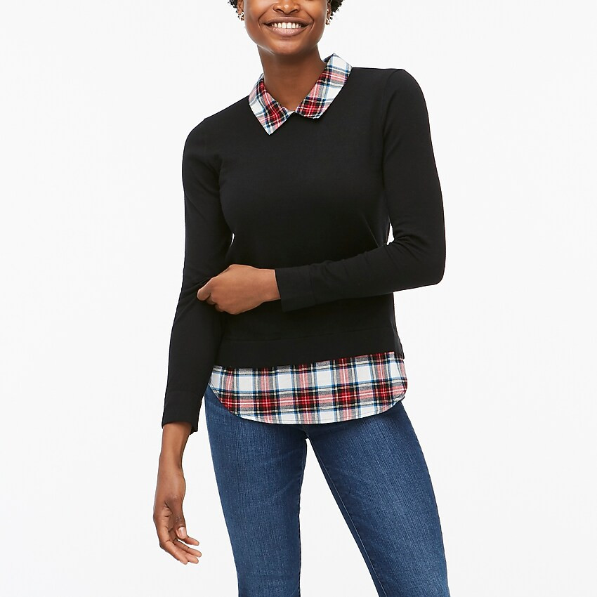 Woven collar sweater | J.Crew Factory