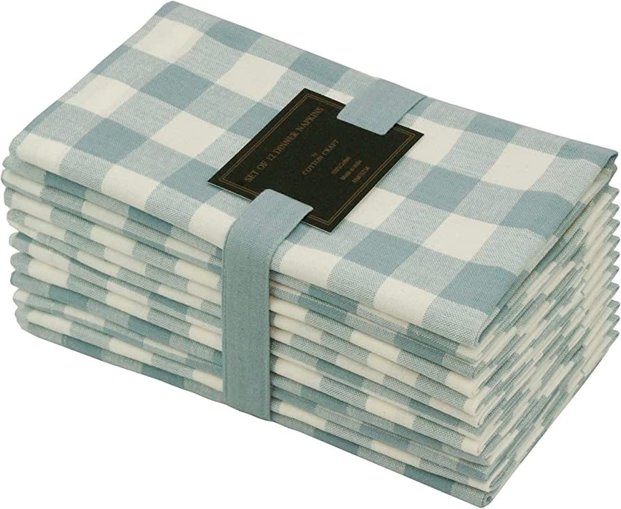 COTTON CRAFT Buffalo Plaid Cloth Napkins - Set of 12 Pure Cotton Gingham Check Napkin - Everyday ... | Amazon (US)
