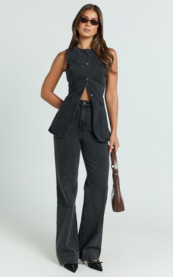 Emman Jeans - High Waisted Cotton Wide Leg Denim Jeans in Black | Showpo (US, UK & Europe)