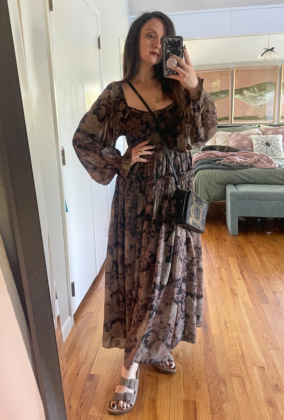 My first Worth Collective dress that is now one of my most wearable and comfy pieces. This would be the perfect dress for a baby bump! 

Fall dress, fall maxi dress, black floral dress, fall fashion, fall outfit, book of spells purse, Halloween purse, brown slides 

#LTKFindsUnder100 #LTKBump #LTKSeasonal