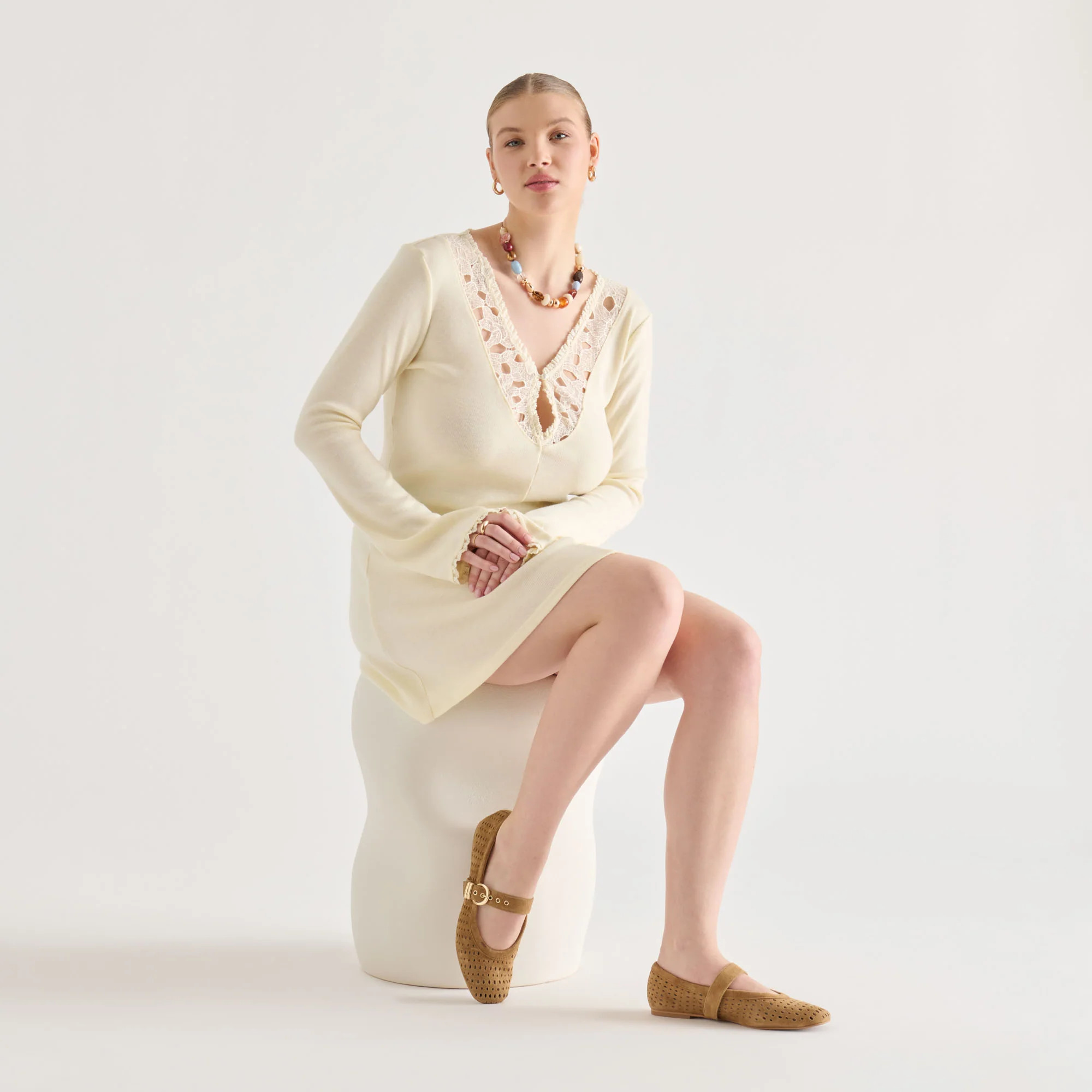 Mikel Lt Brown Perforated Suede Ballet Flats | Dolce Vita | DolceVita.com