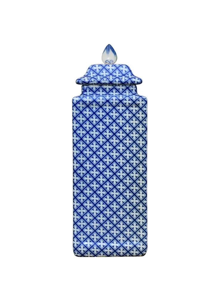 Blue and White Square Jar — A2 Interior | A2 Interior