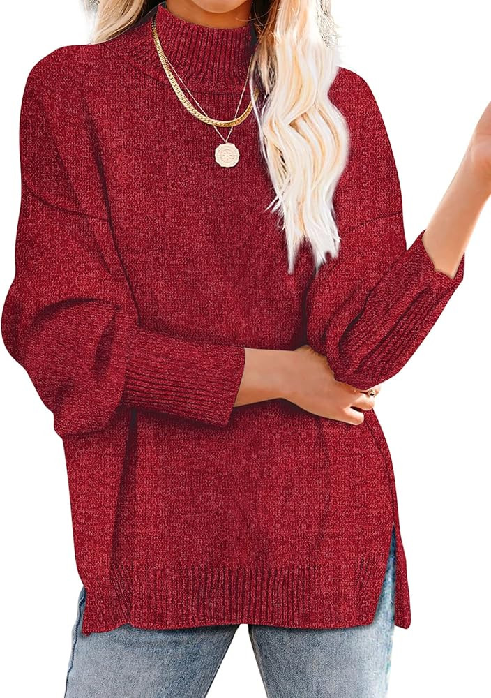 XIEERDUO Womens Turtleneck Sweaters Long Sleeve Casual Loose Pullover Sweater Tops | Amazon (US)