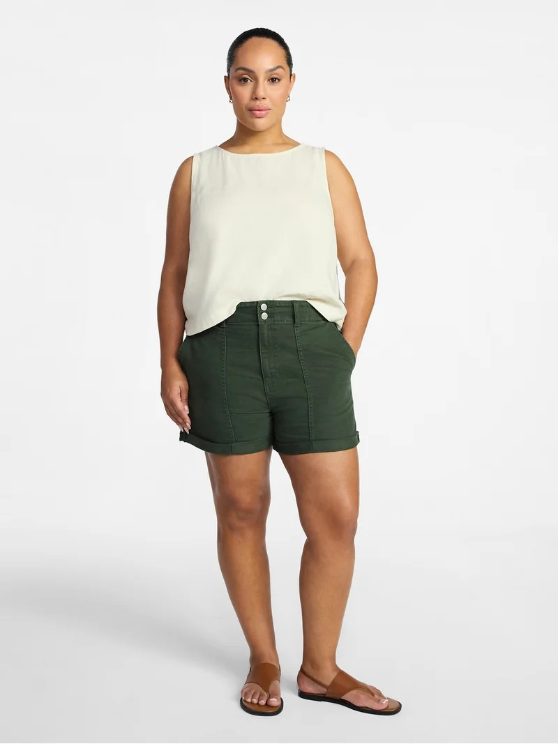 Time and Tru Women's High Rise Utility Shorts, 3.5" Inseam, Sizes 0-22 | Walmart (US)