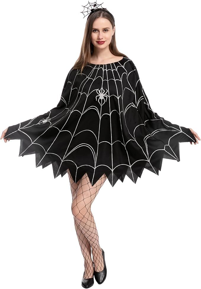 Spooktacular Creations Spider Web Dress Poncho Costumes with Spider Headband for Halloween Dress ... | Amazon (US)