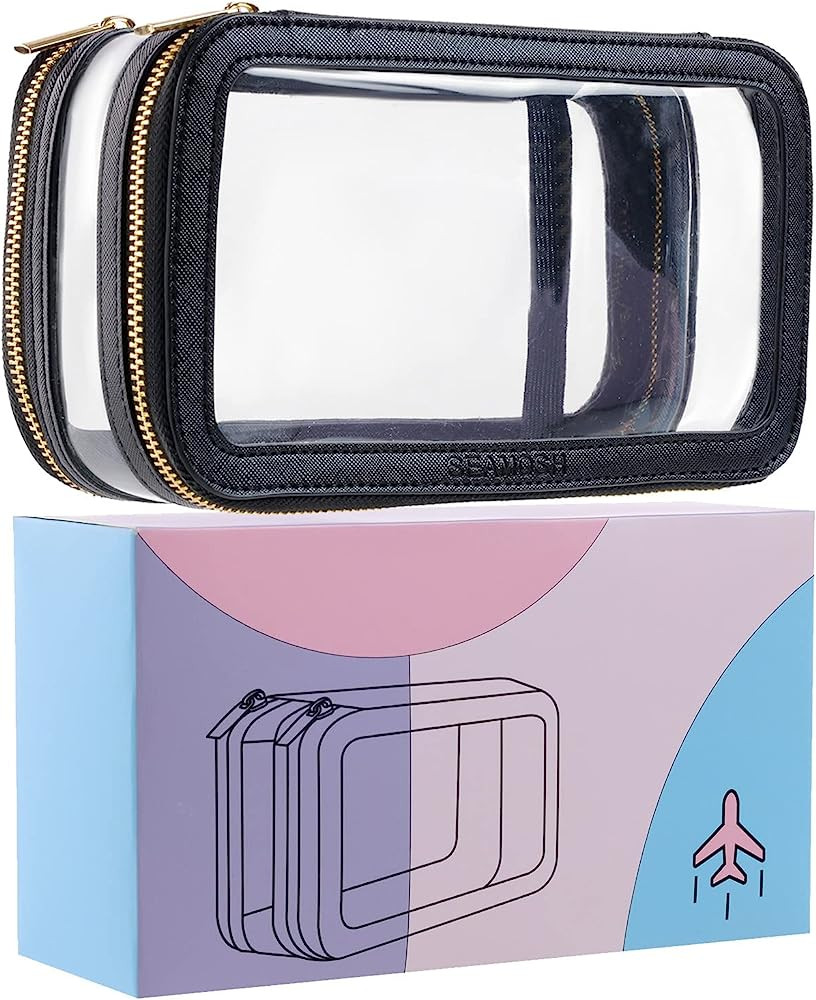 Clear Make Up Toiletry Travel Makeup Organizer Bag For Women Portable Travel Toiletry Cosmetic Pu... | Amazon (US)