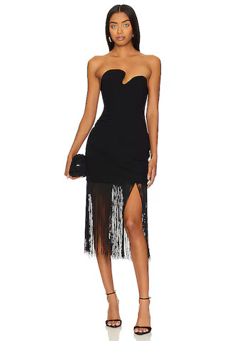 Amanda Uprichard Puzzle Strapless With Fringe Dress in Black from Revolve.com | Revolve Clothing (Global)