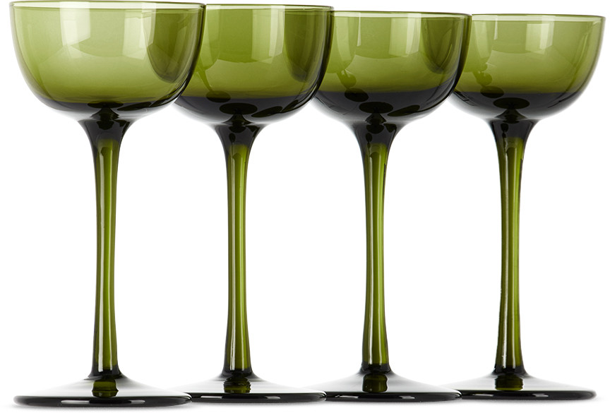 ferm LIVING Green Host Liqueur Glass Set, 4 pcs | SSENSE