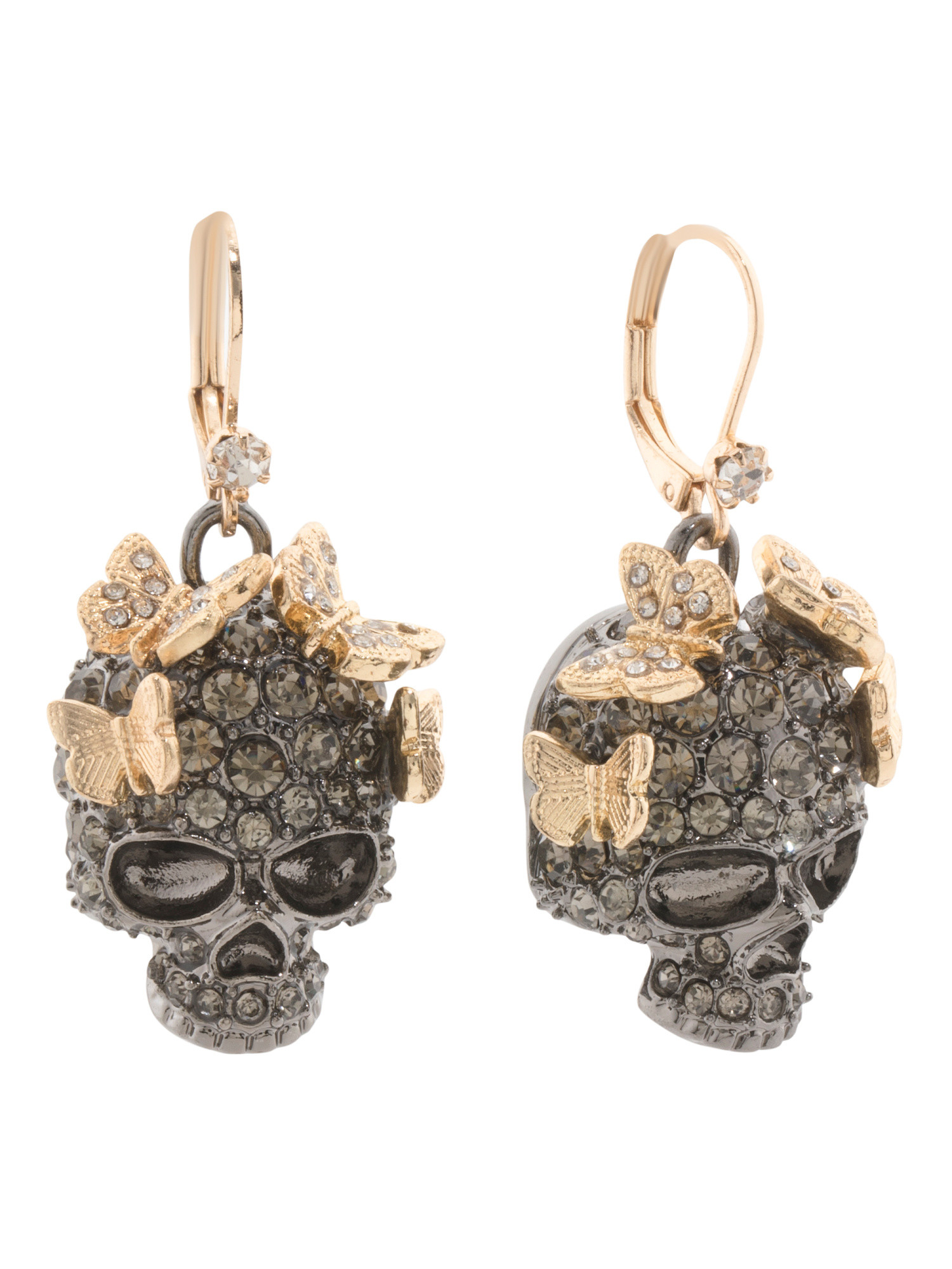 Butterfly Skull Lever Back Earrings | TJ Maxx