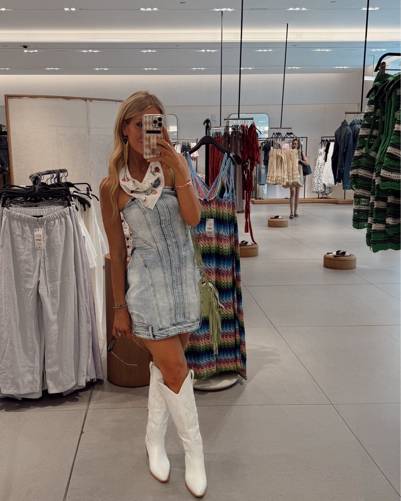 Shopping day fit! This denim dress is so flattering and easy to layer. Wearing a small. 🤍

#LTKgrwm #LTKootd #LTKTravel