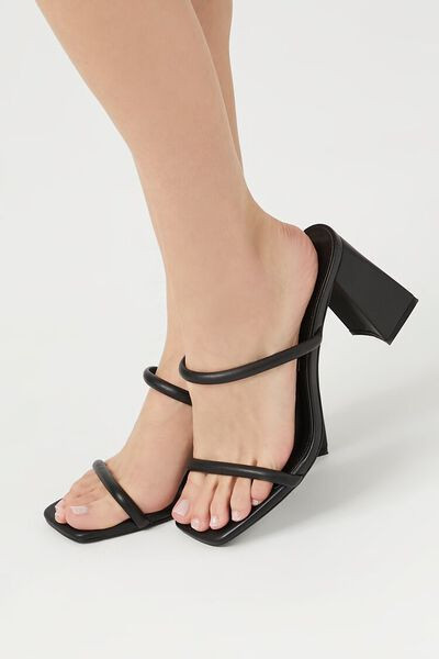 Dual-Strap Square-Toe Block Heels | Forever 21
