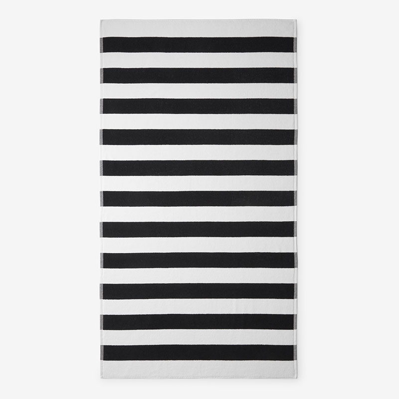 Classic Cabana Stripe Beach Towel - Black, Size 39 x 70, Cotton | The Company Store | The Company Store