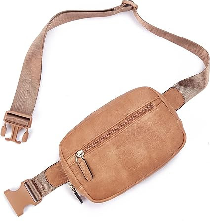 Telena Belt Bag for Women PU Leather Fanny Pack Crossbody Waist Bags with Adjustable Strap Camel ... | Amazon (US)