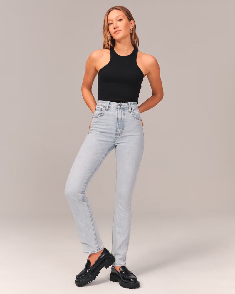 Women's Ultra High Rise Slim Straight Jeans | Women's Bottoms | Abercrombie.com | Abercrombie & Fitch (US)