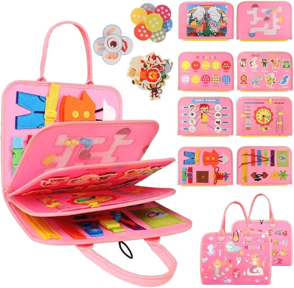 8 in 1 Busy Board for Toddlers 1 2 3 4 Busy Book Toddlers 1-3, Airplane Travel Essential Toys Gam... | Amazon (US)