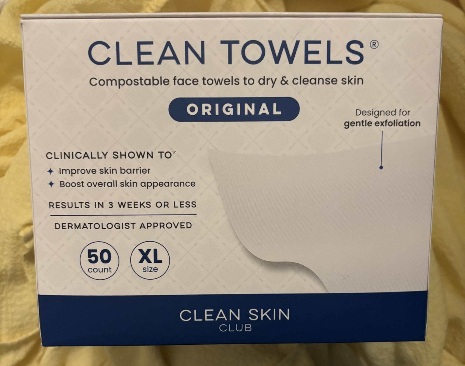 Clean Skin Club Clean Towels XL\u00ae, 100% USDA Biobased Face Towel, Disposable Face Towelette, ... | Amazon (US)