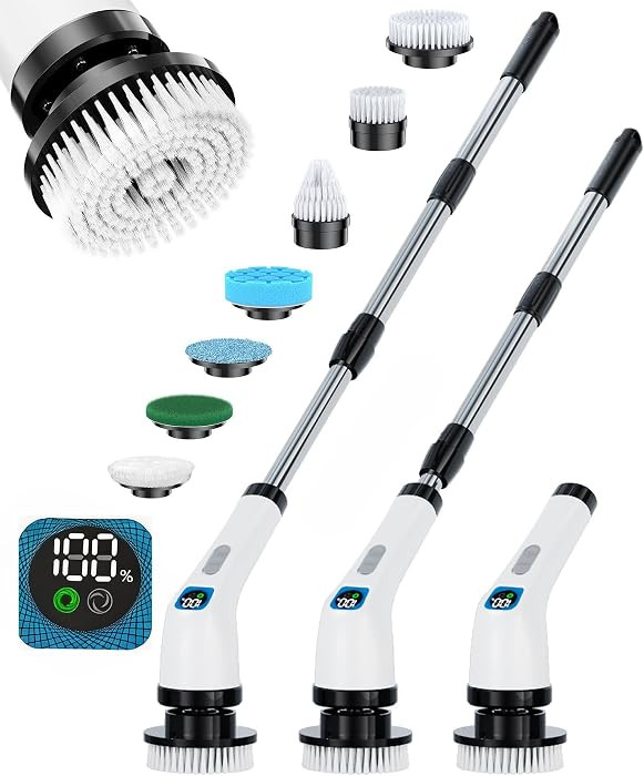 Electric Spin Scrubber for Cleaning Bathroom - Shower Cleaner Brush with Long Handle - Cordless P... | Amazon (US)