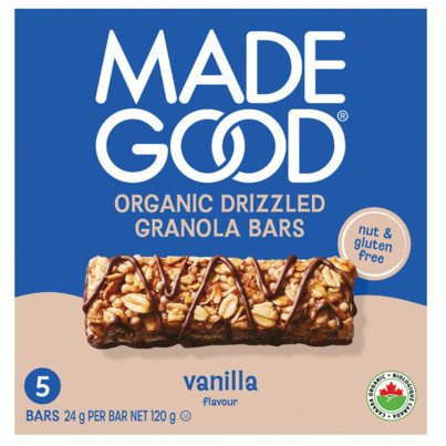 MadeGood Organic Chocolate Drizzled Granola Bar Vanilla | Well.ca