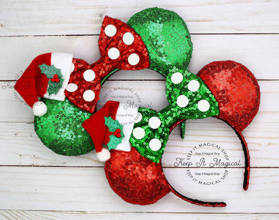 Christmas Minnie Mouse Ears Christmas Hat Mickey Ears Merry - Etsy | Etsy (US)