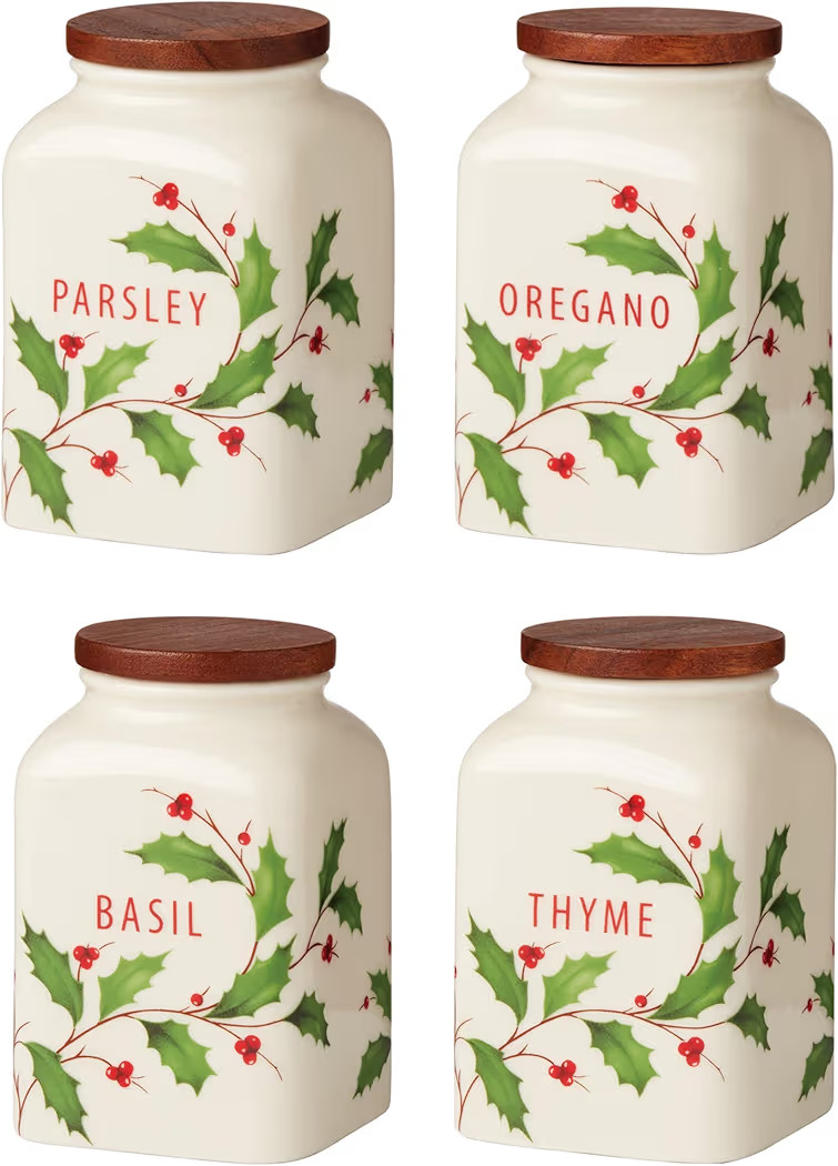 Lenox 895049 Holiday Cooking Spice Jars, Set of 4, Christmas Theme | Amazon (US)