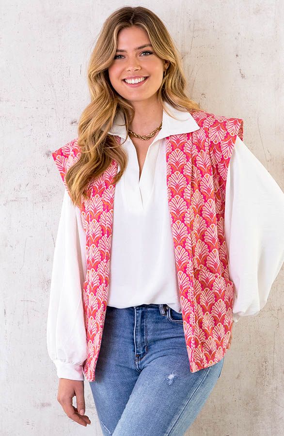 Boho Gilet Leaves Roze | Themusthaves.nl | The Musthaves (NL)
