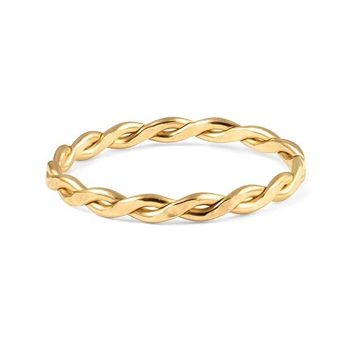 Dainty14k Gold Filled Rings For Women & Girls Braided Thin Stacking Ring | Non-Tarnish Simple & M... | Amazon (US)