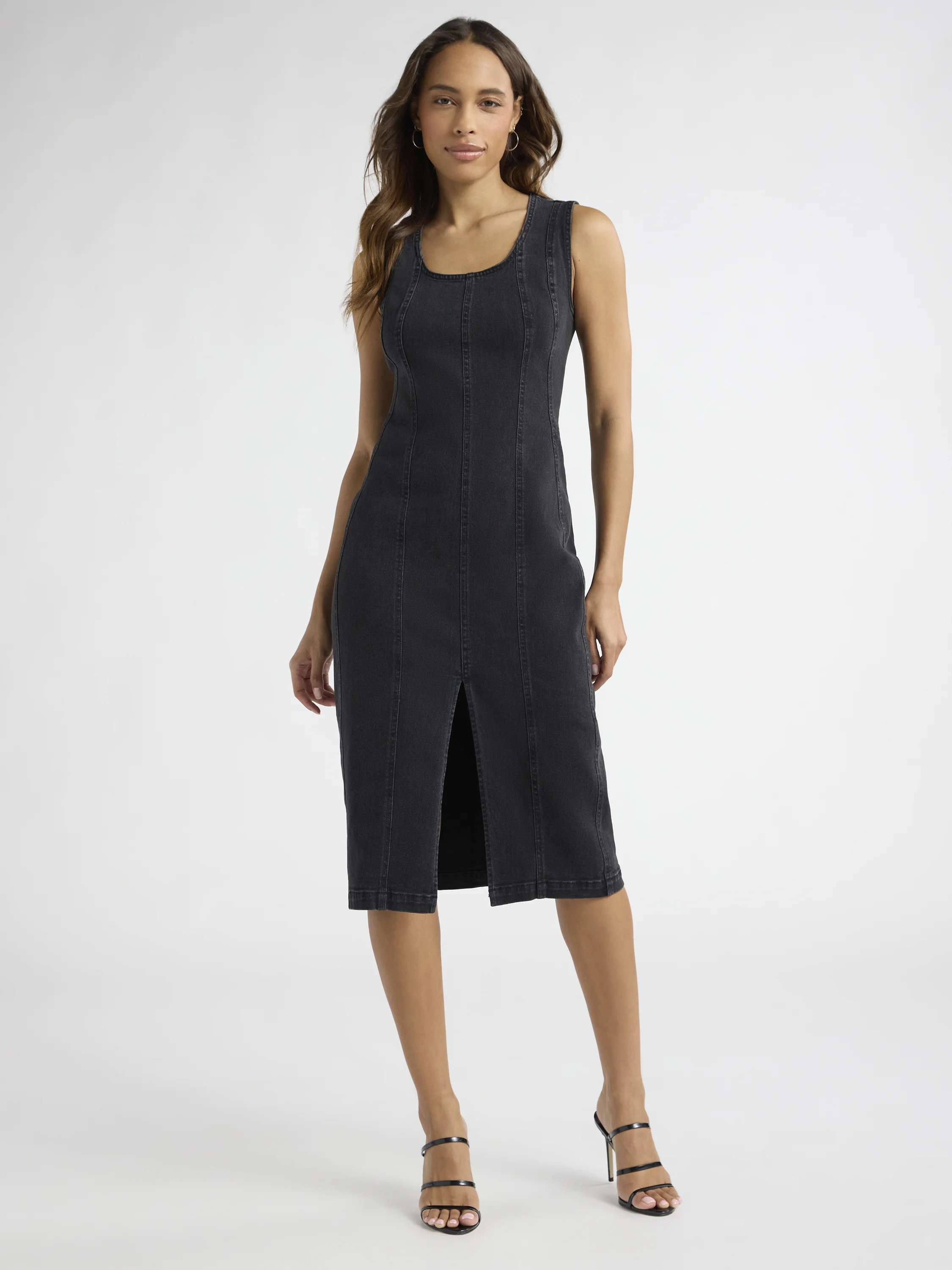 Sofia Jeans Women's Seamed Denim Dress, Below Knee Length, Sizes XS-XXXL | Walmart (US)