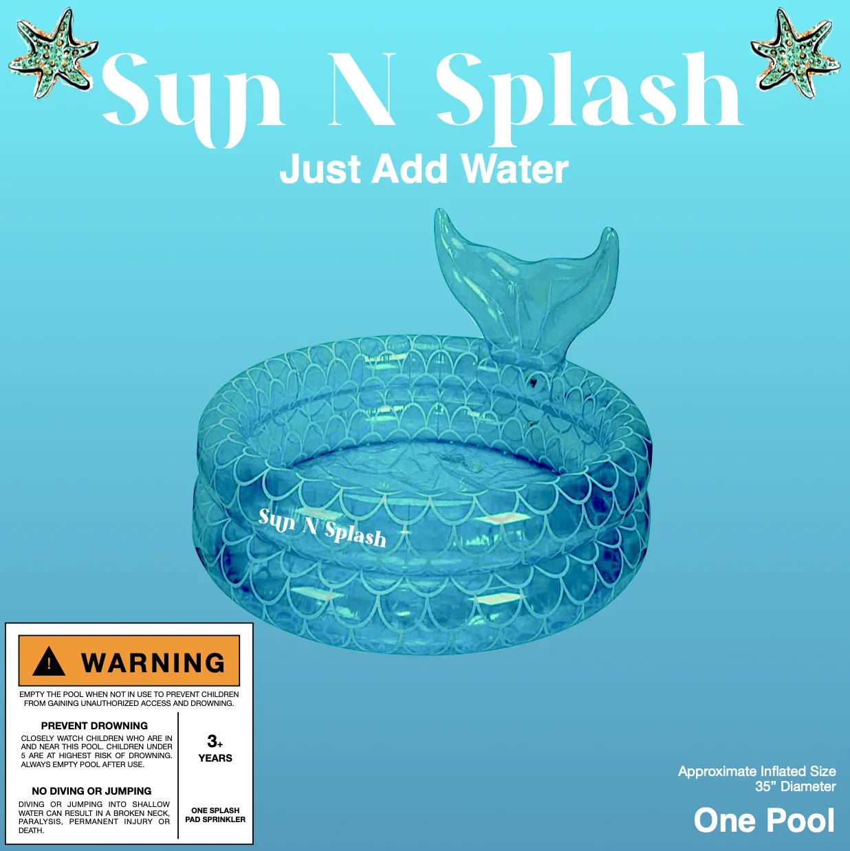 Sun N Splash Mermaid Inflatable Children's Pool Blue | Walmart (US)