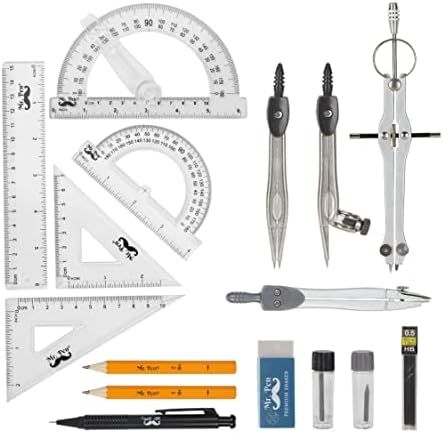 Mr. Pen Geometry Set with 6 Inch Swing Arm Protractor, Divider, Set Squares, Ruler, Compasses and... | Amazon (US)