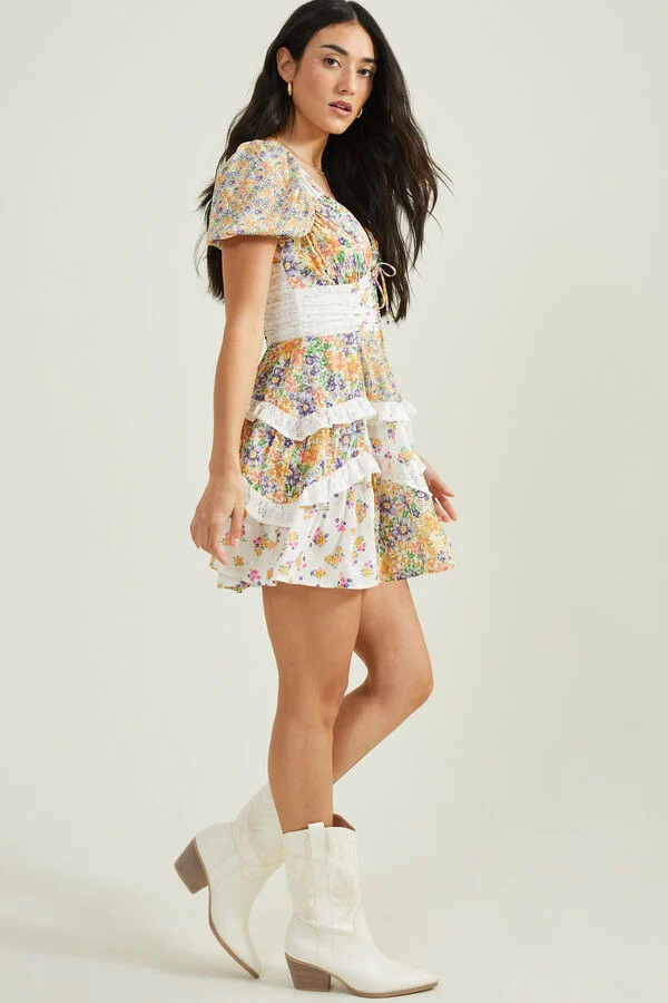 Aderny Patchwork Floral Dress | Altar'd State