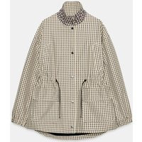Zara - Plaid High-Neck Jacket - Oyster-White - Xs - Woman | Zara US