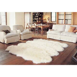 Ivory White 6 x 6 ft. Genuine New Zealand Sheepskin Pelt Area Rug | The Home Depot