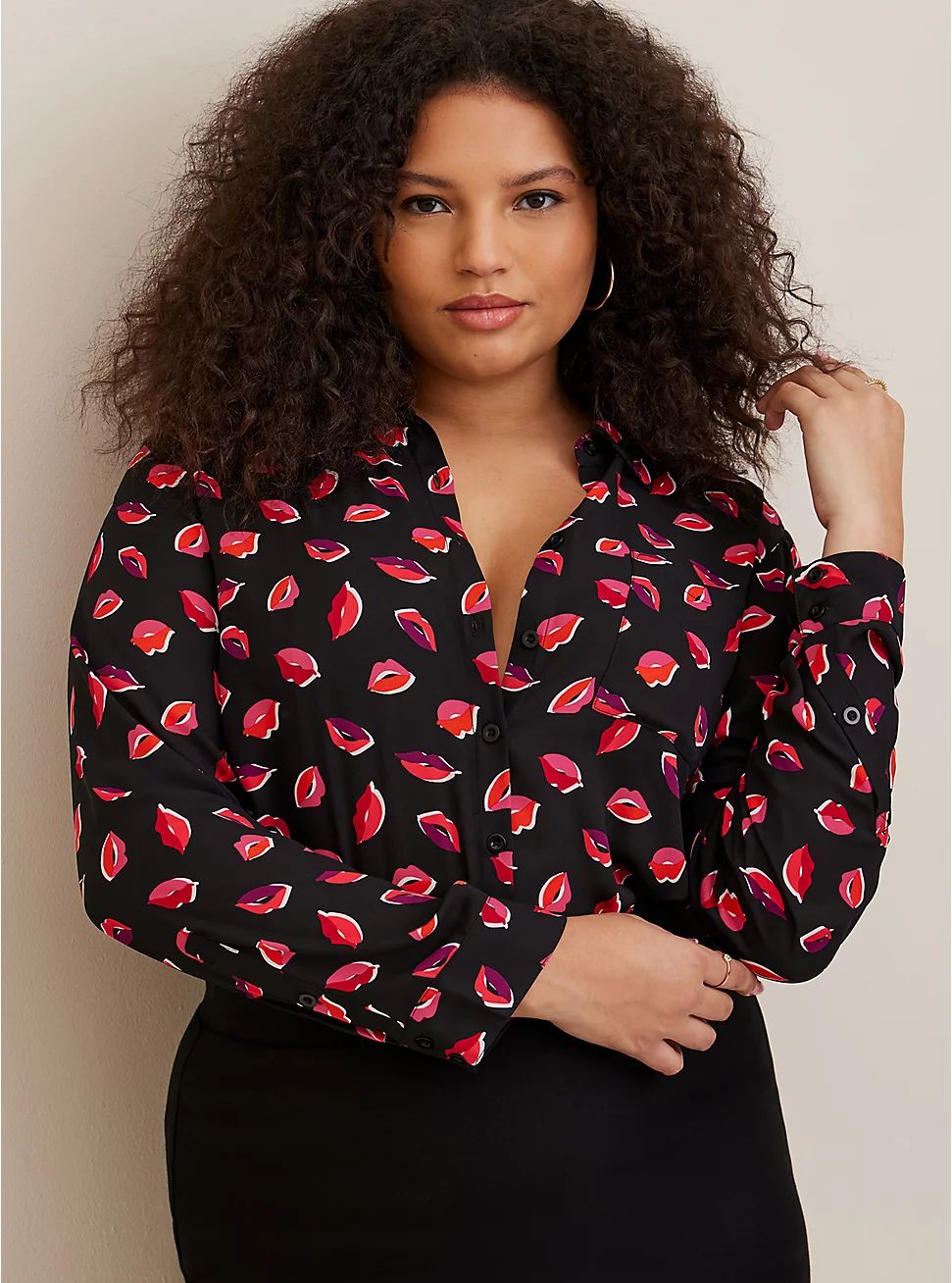 Lizzie Georgette Button-Up Long Sleeve Shirt | Torrid (US & Canada)
