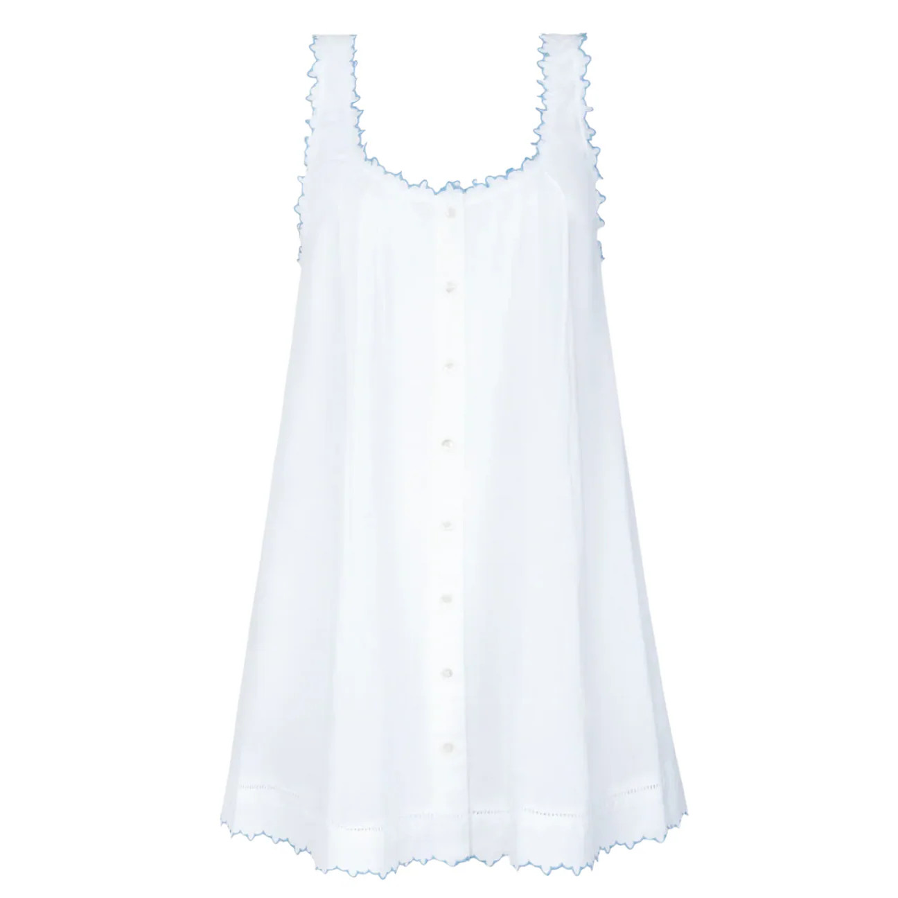women's white scalloped button up dress | Minnow