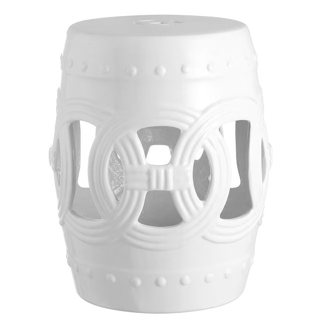 JONATHAN  Y Lucky Coins Chinese Classic Cottage 16-in White Ceramic Barrel Garden Stool | Lowe's