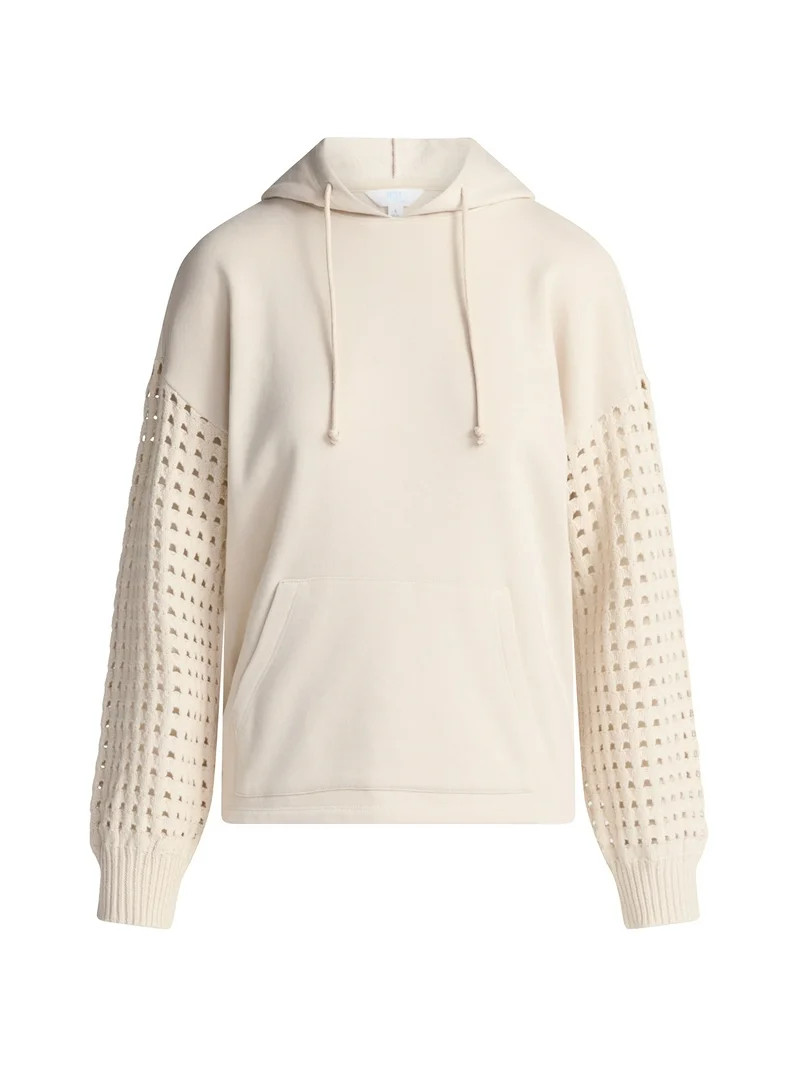 Time and Tru Women's Fleece Hoodie with Crochet Long Sleeves, Sizes XS-XXXL | Walmart (US)