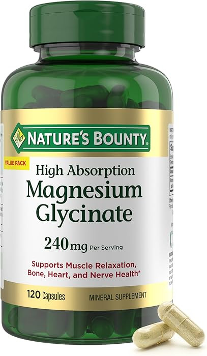 Nature\u2019s Bounty High Absorption Magnesium Glycinate 240 mg for Supporting Muscle Relaxation ... | Amazon (US)