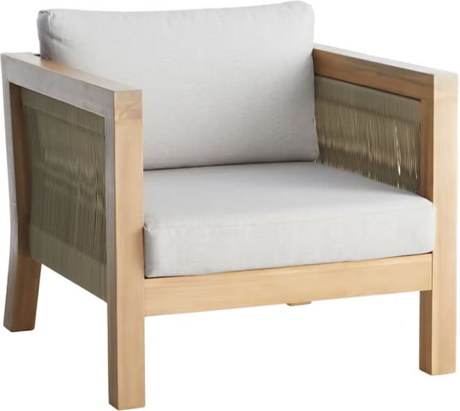 Park City Outdoor Blonde Acacia Wood Lounge Chair with Rope Accent | At Home