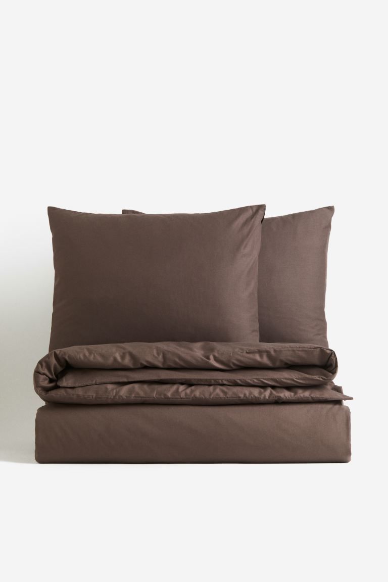 Cotton King/Queen Duvet Cover Set - Dark brown - Home All | H&M US | H&M (US + CA)