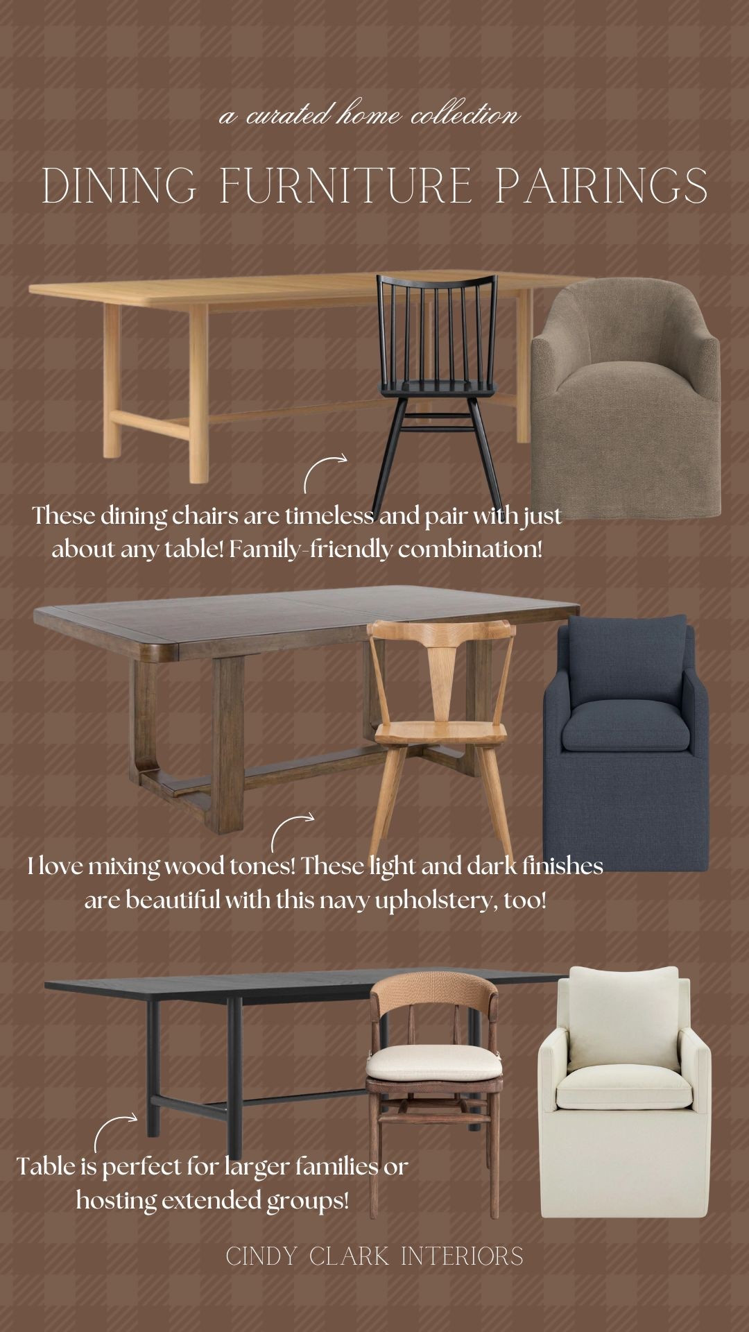 When designing a dining room, whether formal or informal, I always like to keep a few things in mind! First, I almost always use two different styles of chairs. Flanking either end of the table with an upholstered seat creates dimension, and provides a soft spot on either side. I love utilizing more family-friendly options on the side—wood dining chairs for example that are easy to clean! Second, I almost never match wood tones. There is an effortless beauty that comes from mixing finishes and styles. This will elevate your home! Finally, if you can avoid it, don’t get a matching set! 

#LTKHome