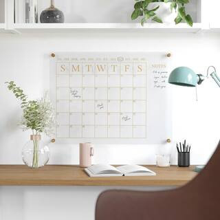 MARTHA STEWART Clear/Gold 18"W x 0.15"D x 24"H Wall Calendar Marker Board BR-AC-45... | The Home Depot
