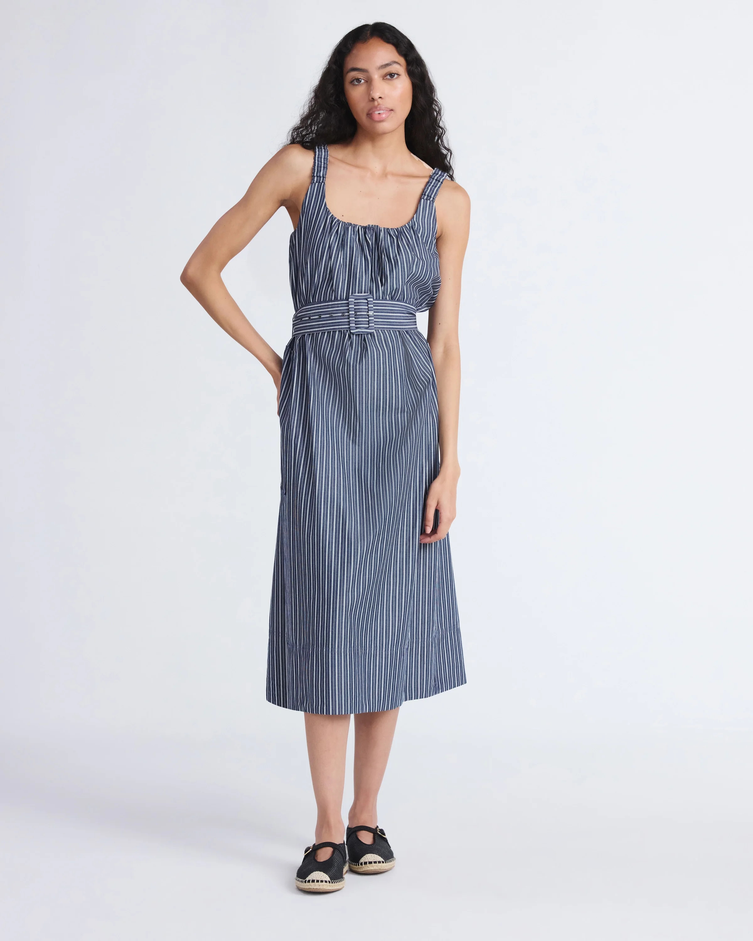 Free Assembly Women's and Women's Plus Belted Cotton Utility Midi Dress, Sizes XS-4X | Walmart (US)