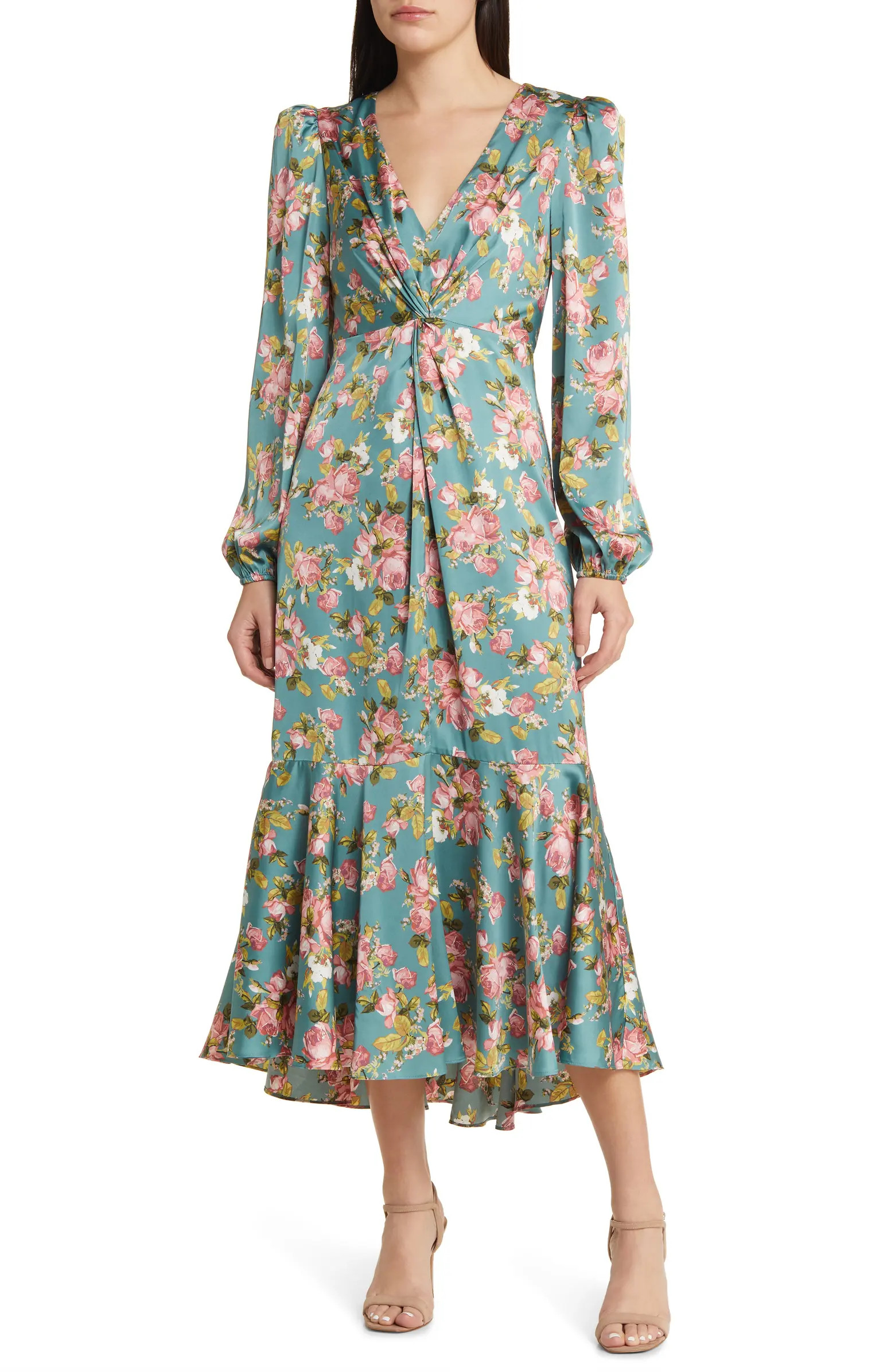 Floral Print Long Sleeve Midi Dress | Nordstrom