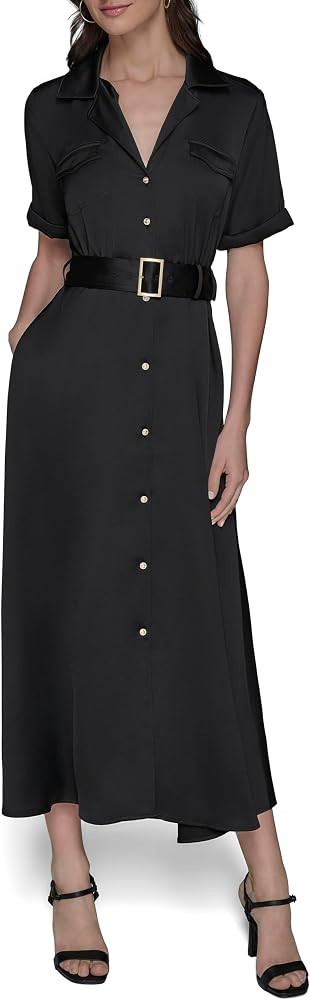 Karl Lagerfeld Women's Short Sleeve Buttons Down Front Shirtdress | Amazon (US)