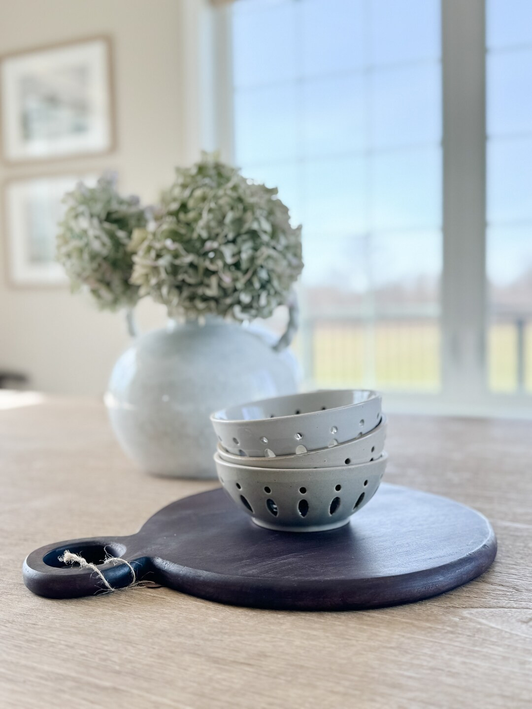 Stoneware Berry Bowl Set of 3, Berry Bowls, Berry Colander, Stoneware Colander - Etsy | Etsy (US)