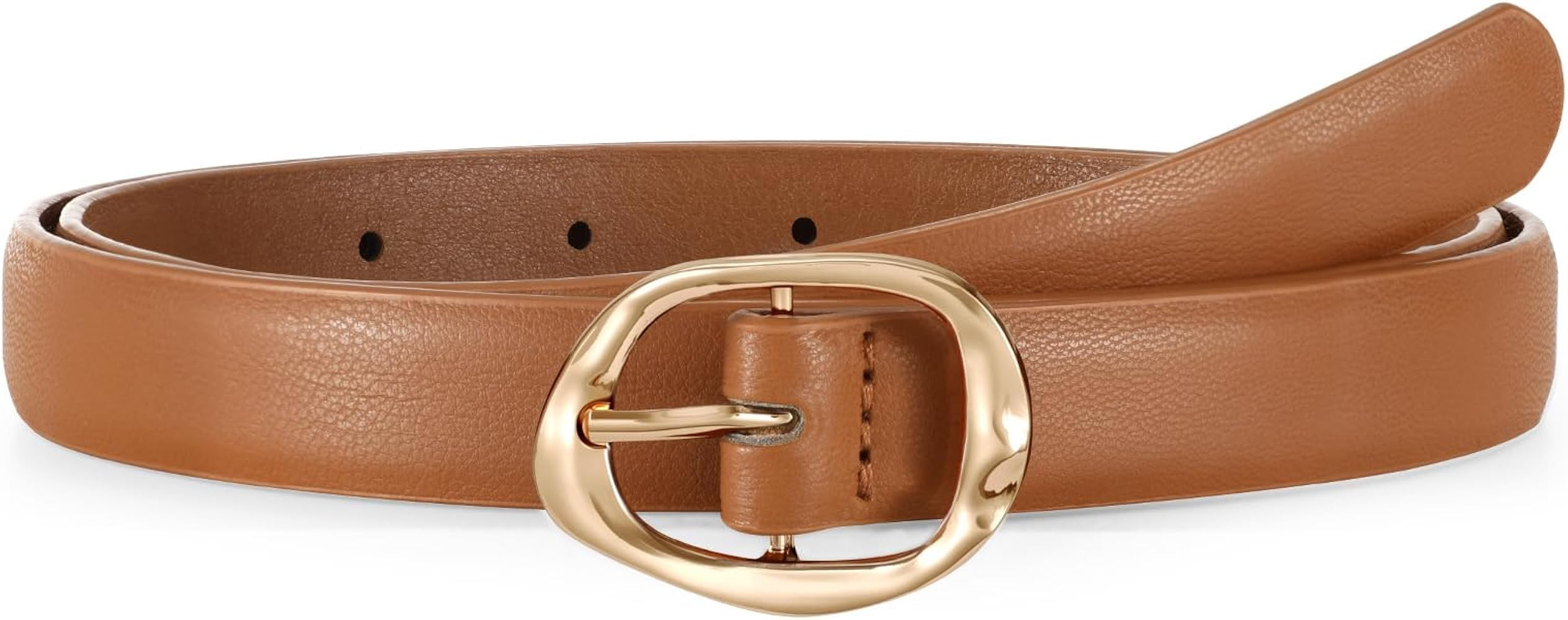 LEACOOLKEY Skinny Leather Belt for Women Thin Waist Belt with Gold Buckle for Jeans Dresses,0.7" ... | Amazon (UK)