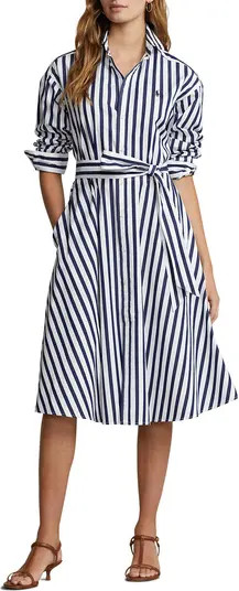 Polo Ralph Lauren Stripe Long Sleeve Cotton Shirtdress | Nordstrom | Nordstrom