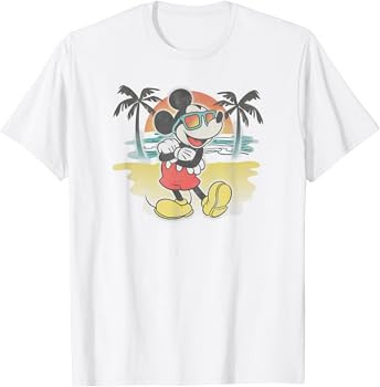 Disney Mickey Classic Mickey Beach Airbrushed T-Shirt | Amazon (US)
