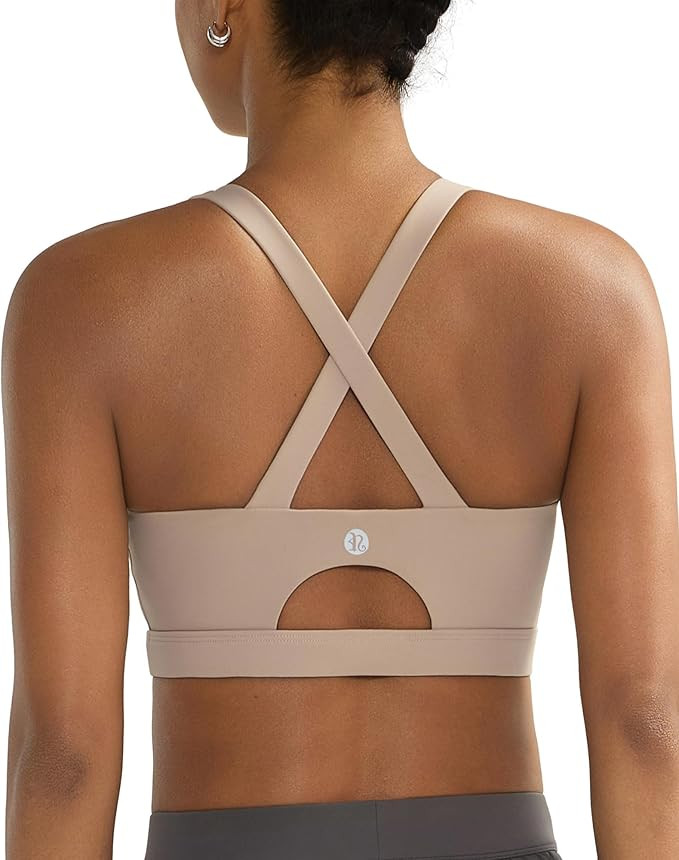 RUNNING GIRL Sports Bra for Women High Support,Molded Cup Strappy Running Sports Bras with Sewn i... | Amazon (US)