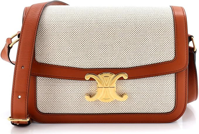 Amazon.com: Celine, Pre-Loved Triomphe Shoulder Bag Canvas with Leather Medium, Brown : Luxury St... | Amazon (US)